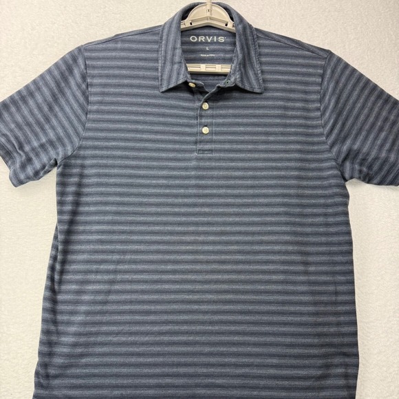 Orvis Other - Orvis‎ Polo Shirt Mens Striped Blue / Gray Golf Polo Size Large Made in Peru